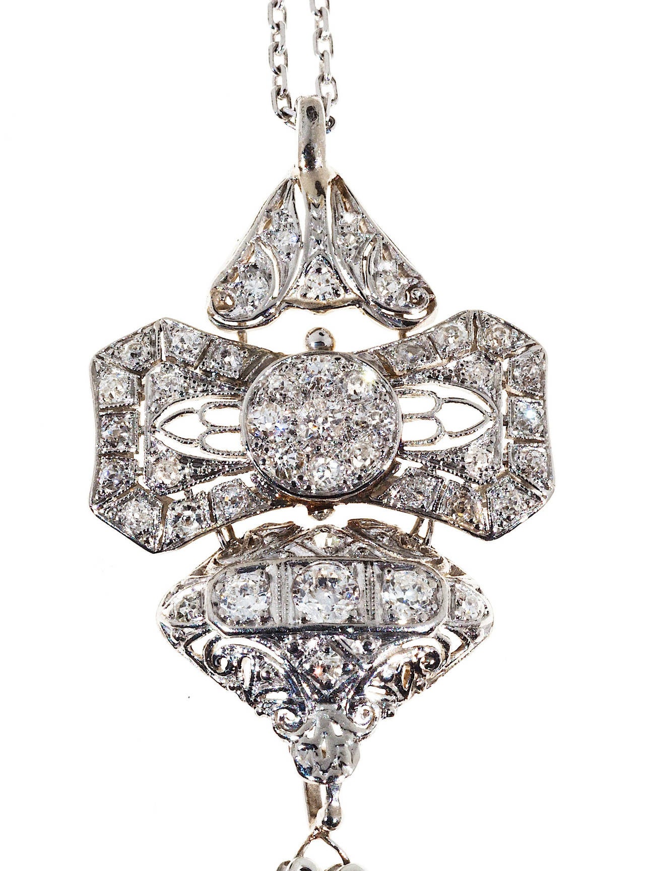 Women's Aquamarine Diamond Platinum Pendant