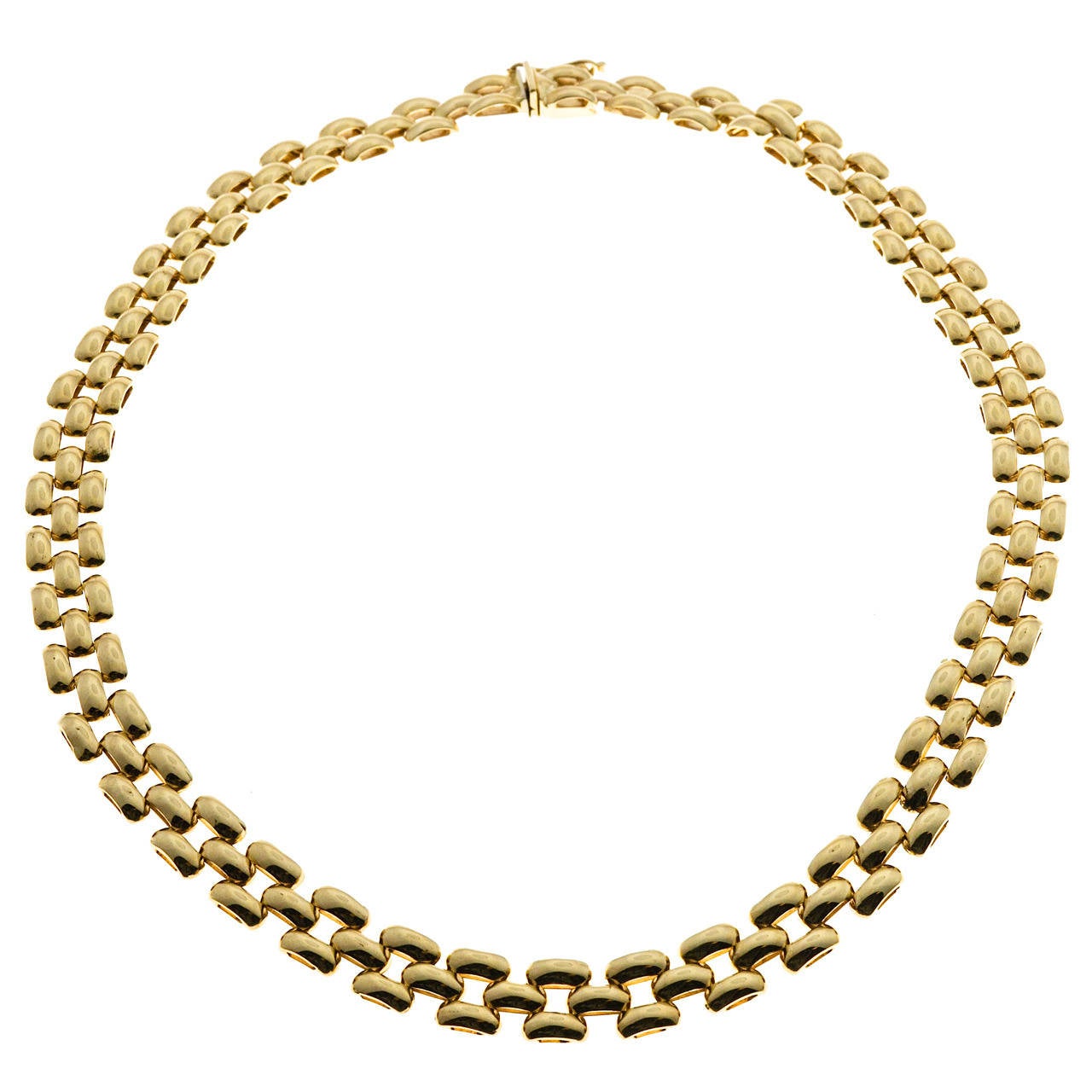 RC Gold Three Row Panther Link Necklace