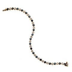 Sapphire Diamond Gold Hinged Link Bracelet 9