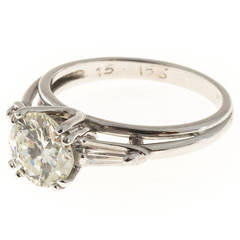 European Ideal Cut Diamond Baguette Gold Wire Setting Ring 8