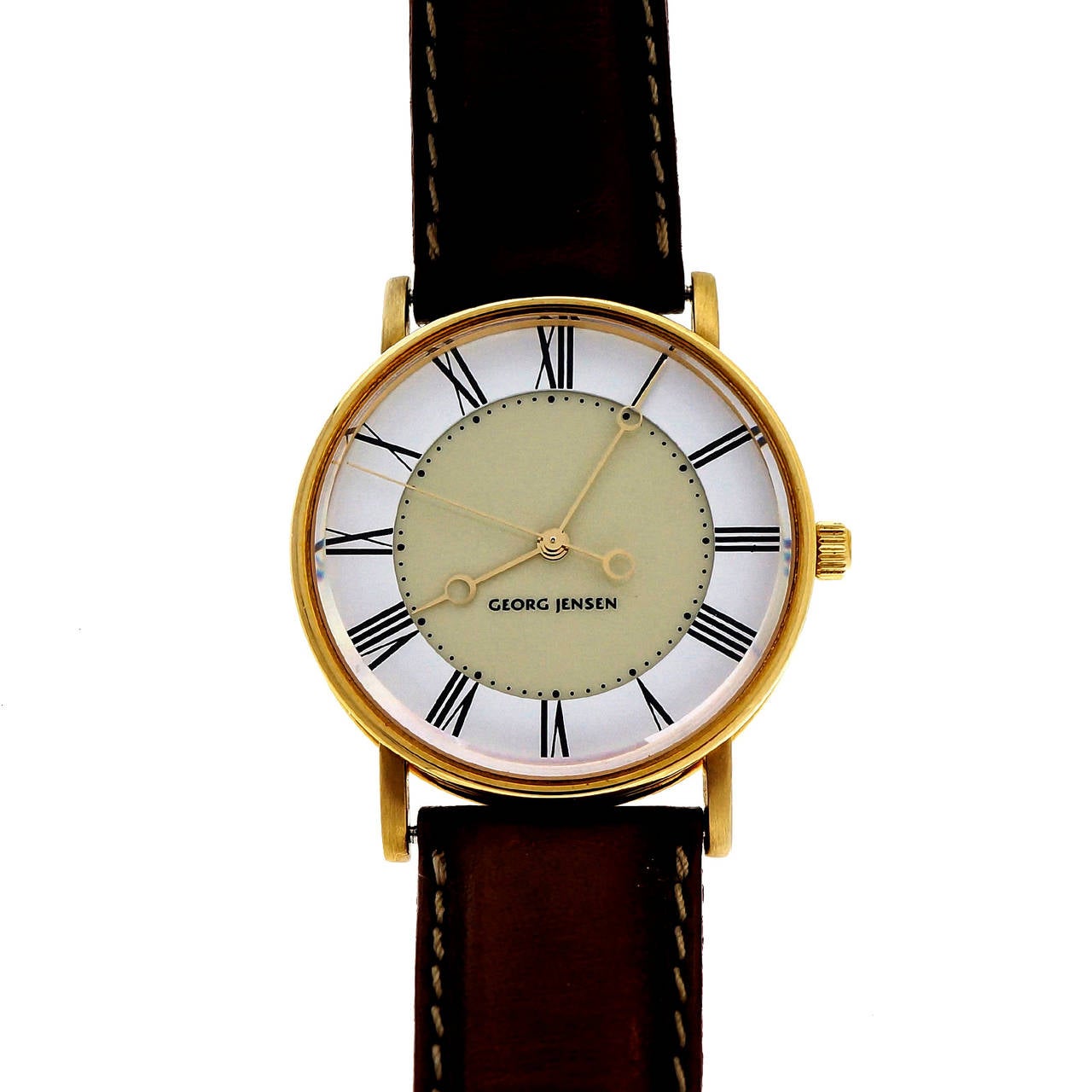 Modern Georg Jensen Yellow Gold Self Wind Wristwatch Ref 1365