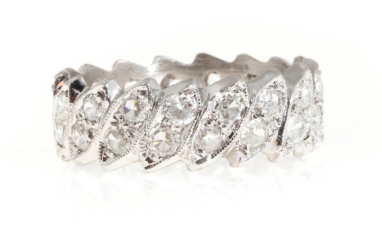 Diamond Platinum Eternity Band Ring In Good Condition In Stamford, CT