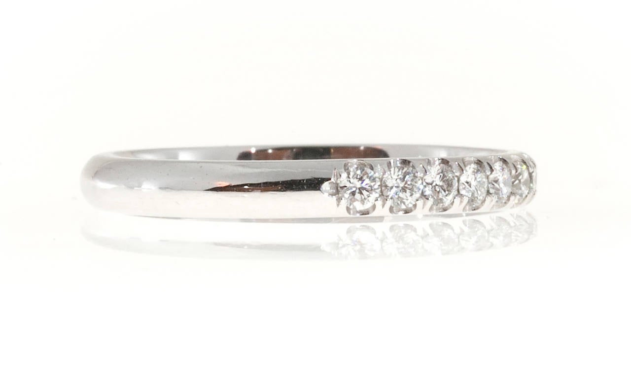 Diamond Groove Set Platinum Band Ring In Good Condition For Sale In Stamford, CT