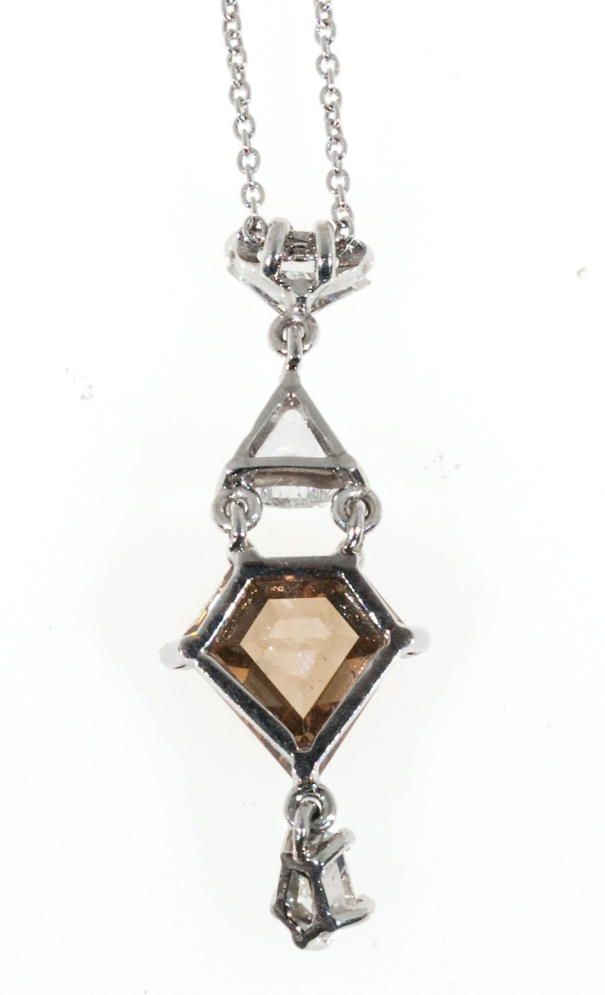 Modern Natural Brown Diamond Platinum Lavaliere Pendant Chain