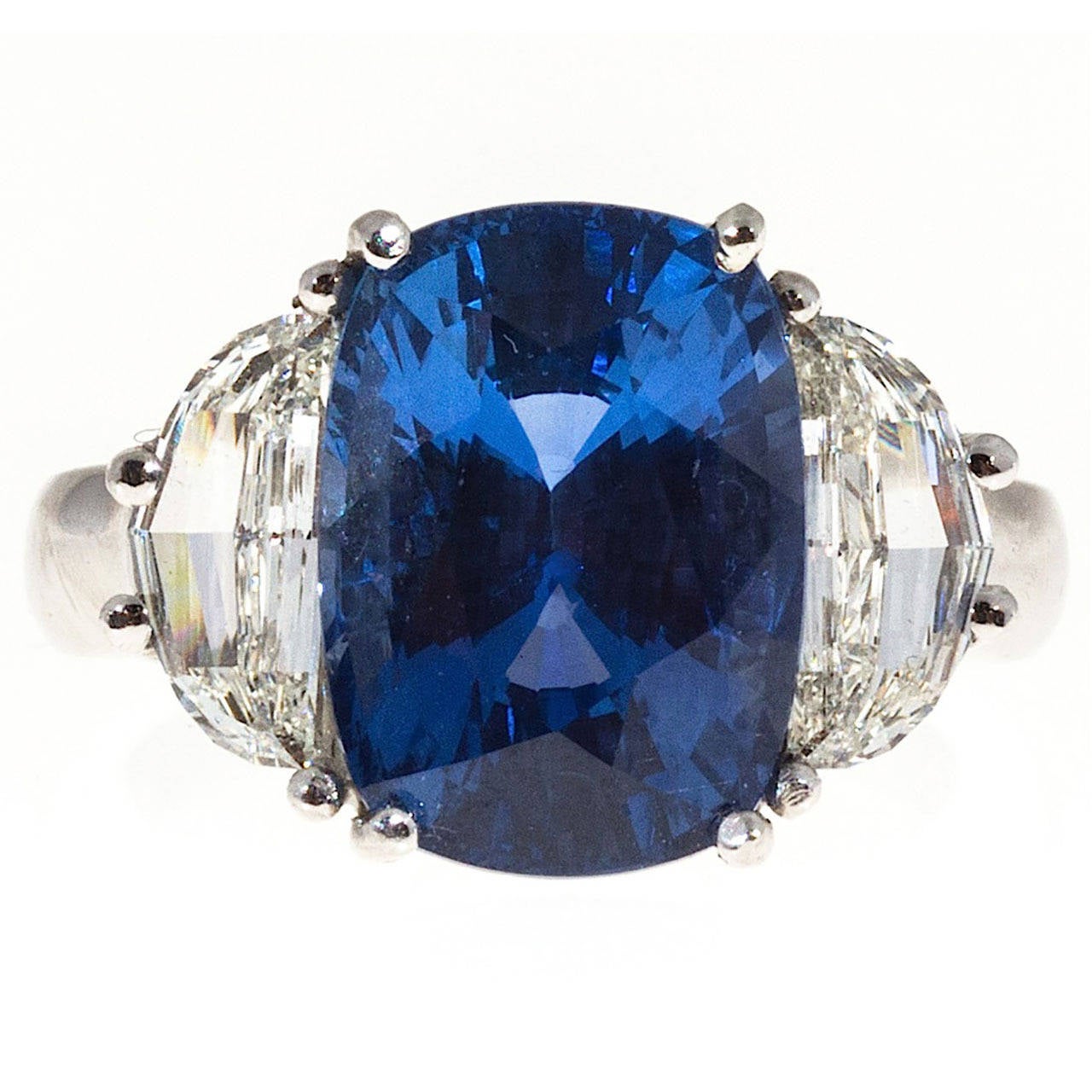 Peter Suchy Cushion Ceylon Sapphire Diamond Platinum Ring For Sale at ...