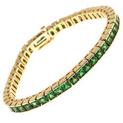 Gem Green Tsavorite Garnet Gold Bracelet