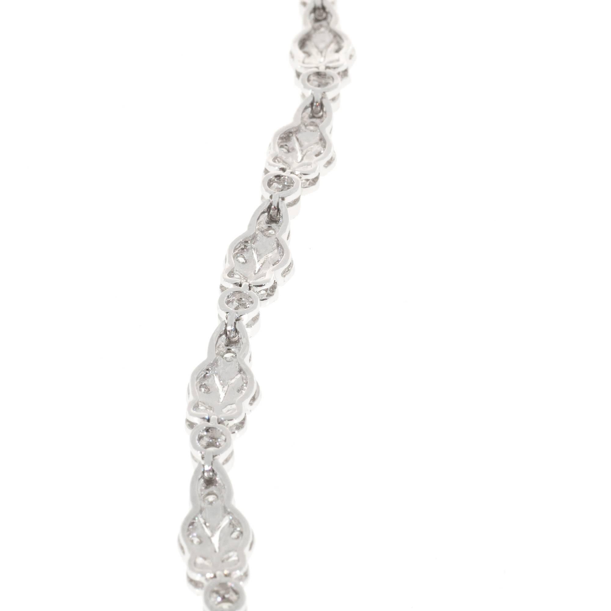 Women's Diamond Bead Set Hinged Link Millgrain Platinum Bracelet