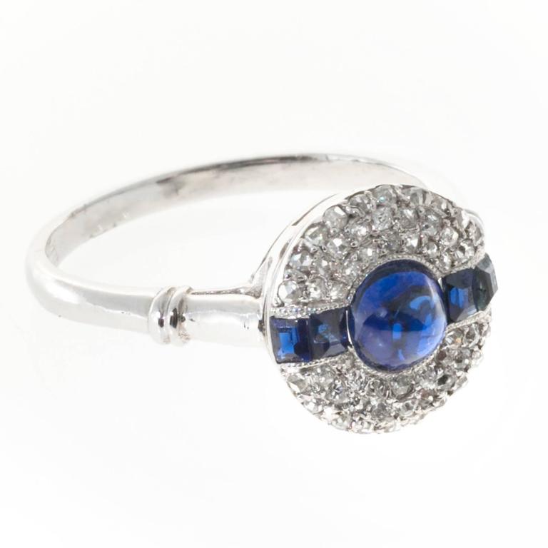 Sugar Loaf Blue Sapphire Diamond Platinum Ring For Sale (Free Shipping