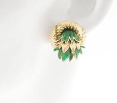 Tiffany & Co. Enamel Gold 3-D Clip Post Flower Earrings
