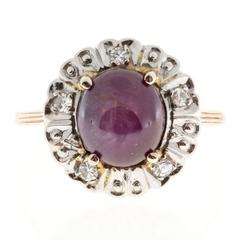 F & F Felger Deep Red Star Ruby Diamond Gold Ring