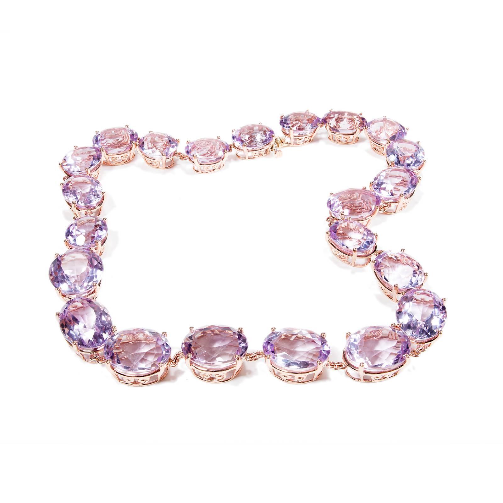Peter Suchy Lilac Amethyst Gold Necklace In Good Condition In Stamford, CT