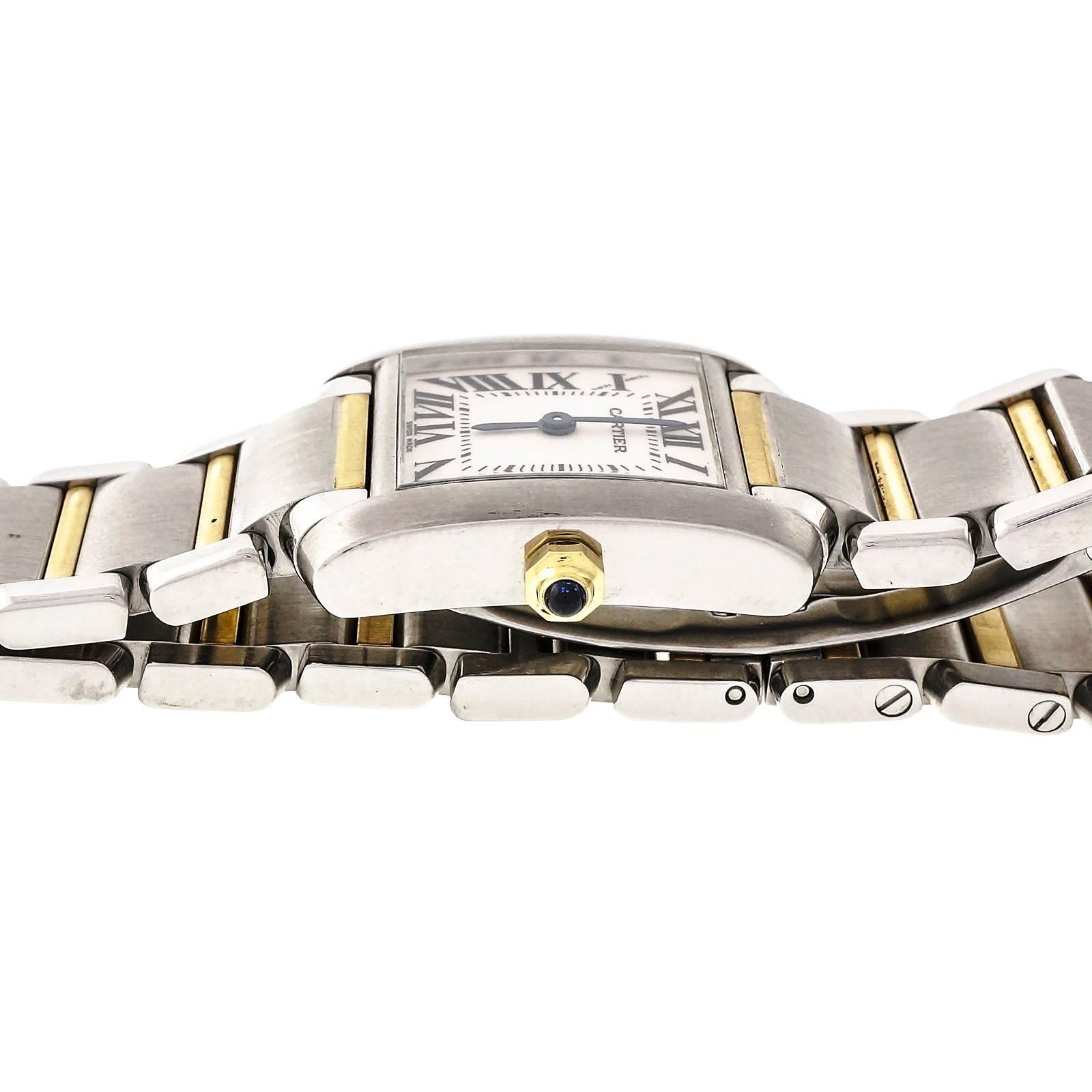 Women's Cartier Lady's Yellow Gold Stainless Steel Tank Francaise Wristwatch