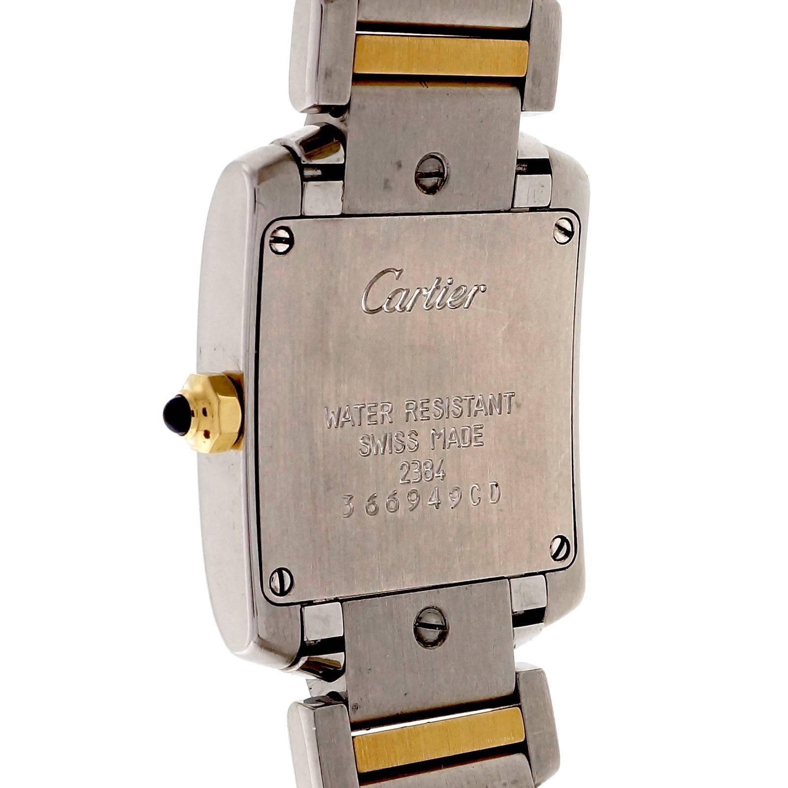 Cartier Lady's Yellow Gold Stainless Steel Tank Francaise Wristwatch 2