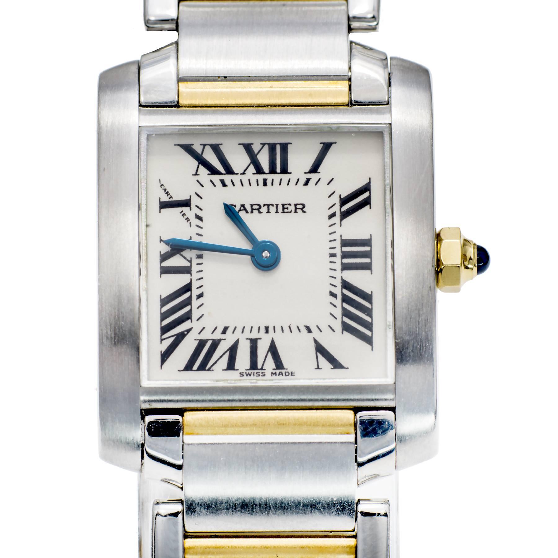 Cartier Lady's Yellow Gold Stainless Steel Tank Francaise Wristwatch