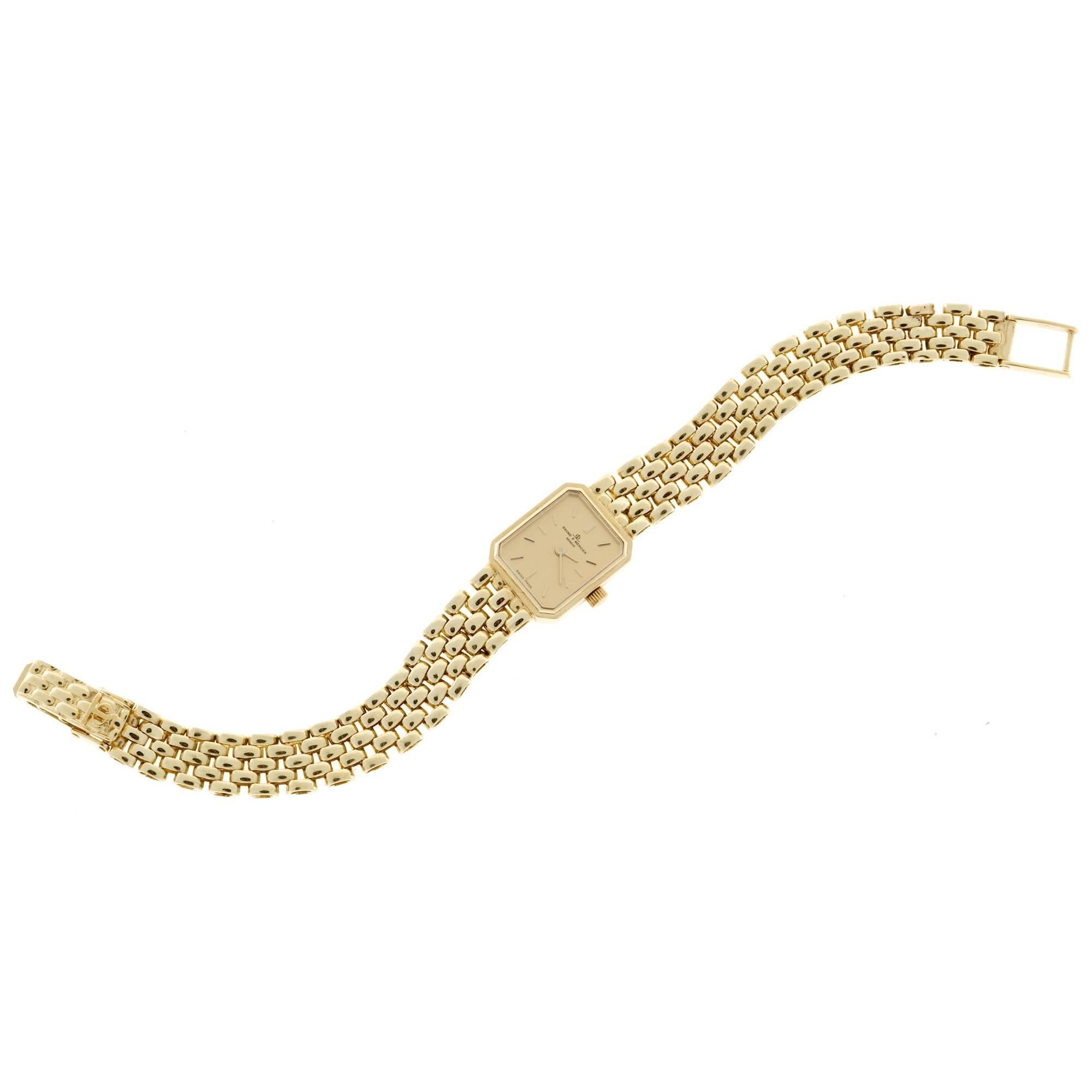 Baume & Mercier Montre-bracelet panthère en or jaune à 5 rangées de quartz, pour femmes Bon état à Stamford, CT