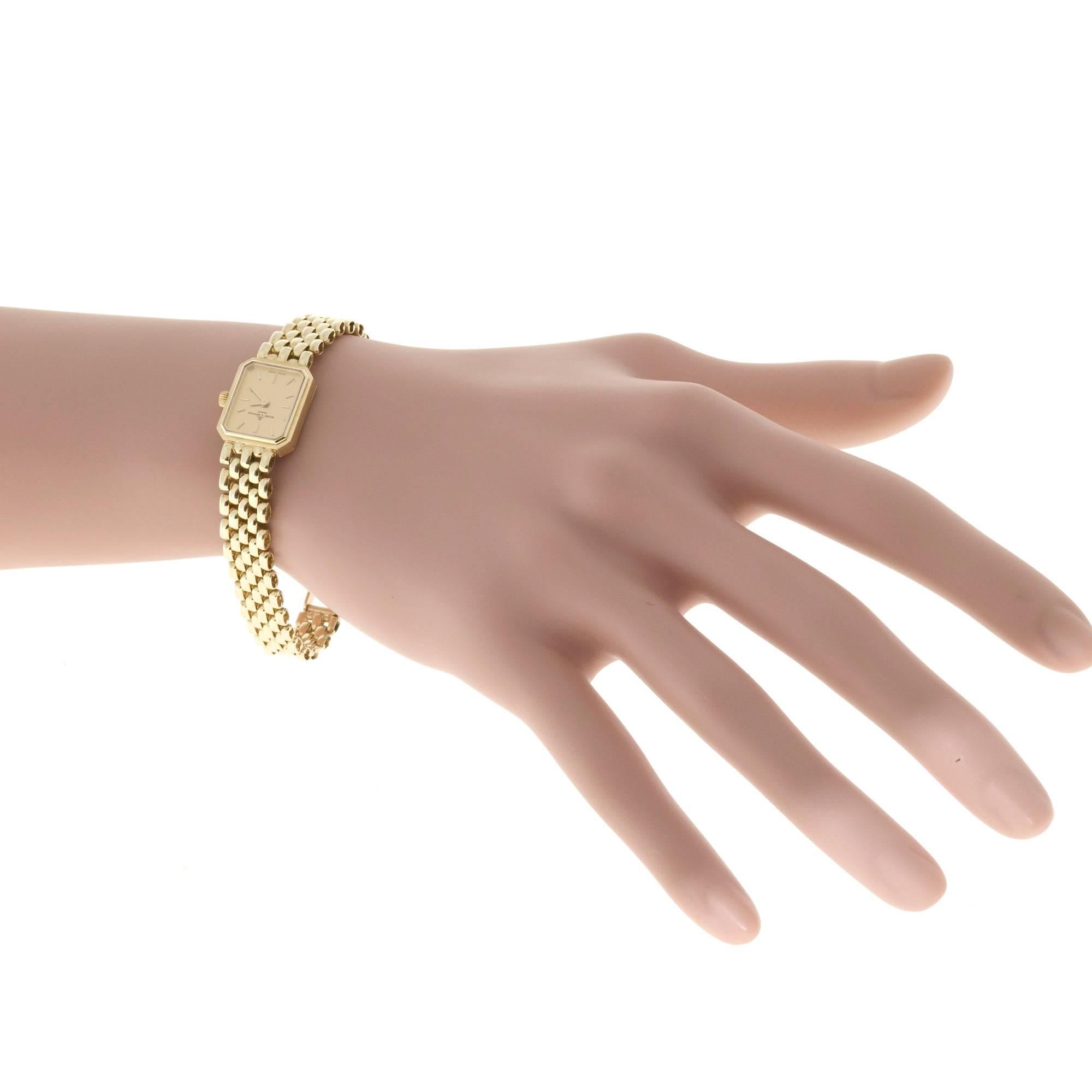 Baume & Mercier Montre-bracelet panthère en or jaune à 5 rangées de quartz, pour femmes 2