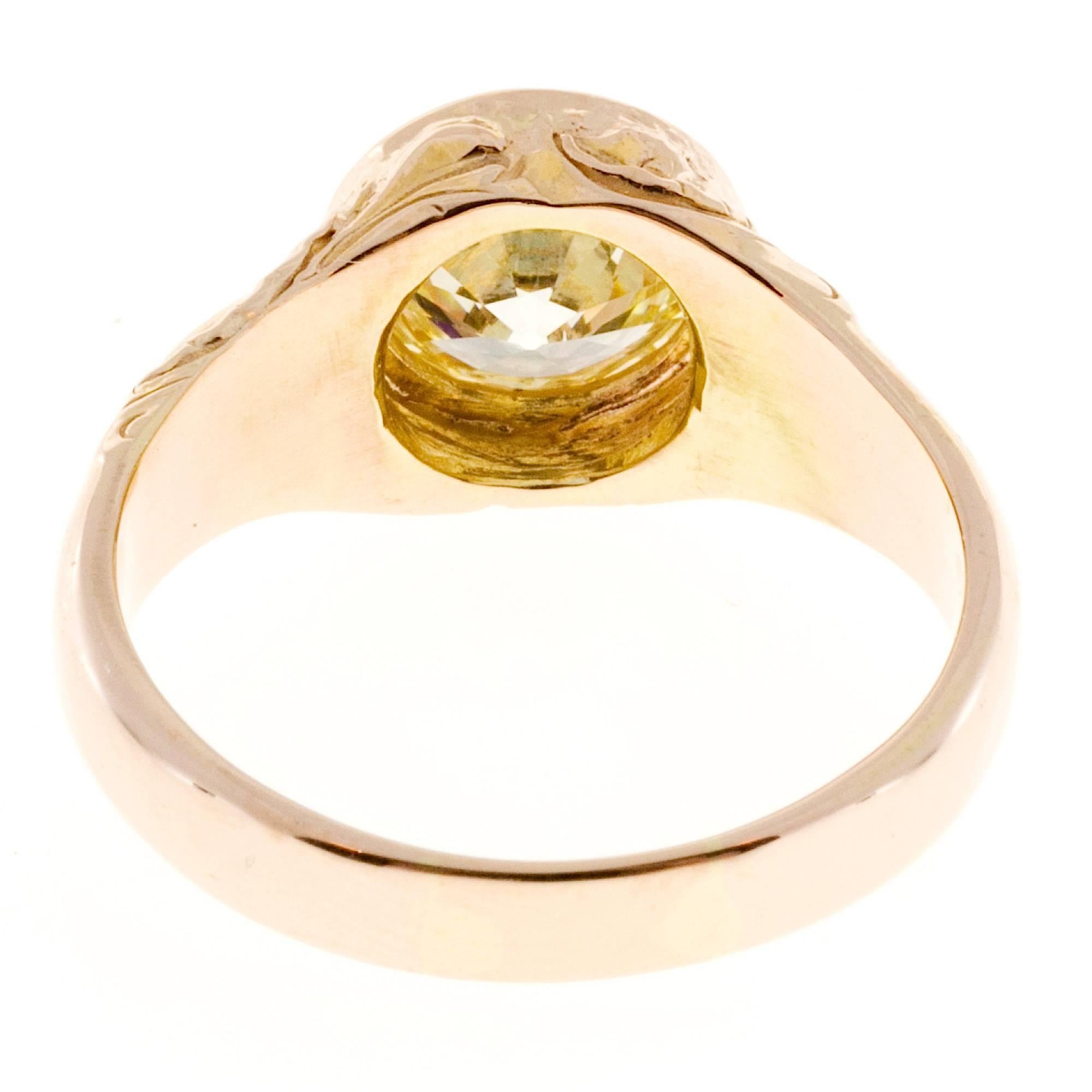 Art Nouveau Light Yellow Diamond Gold Ring 2