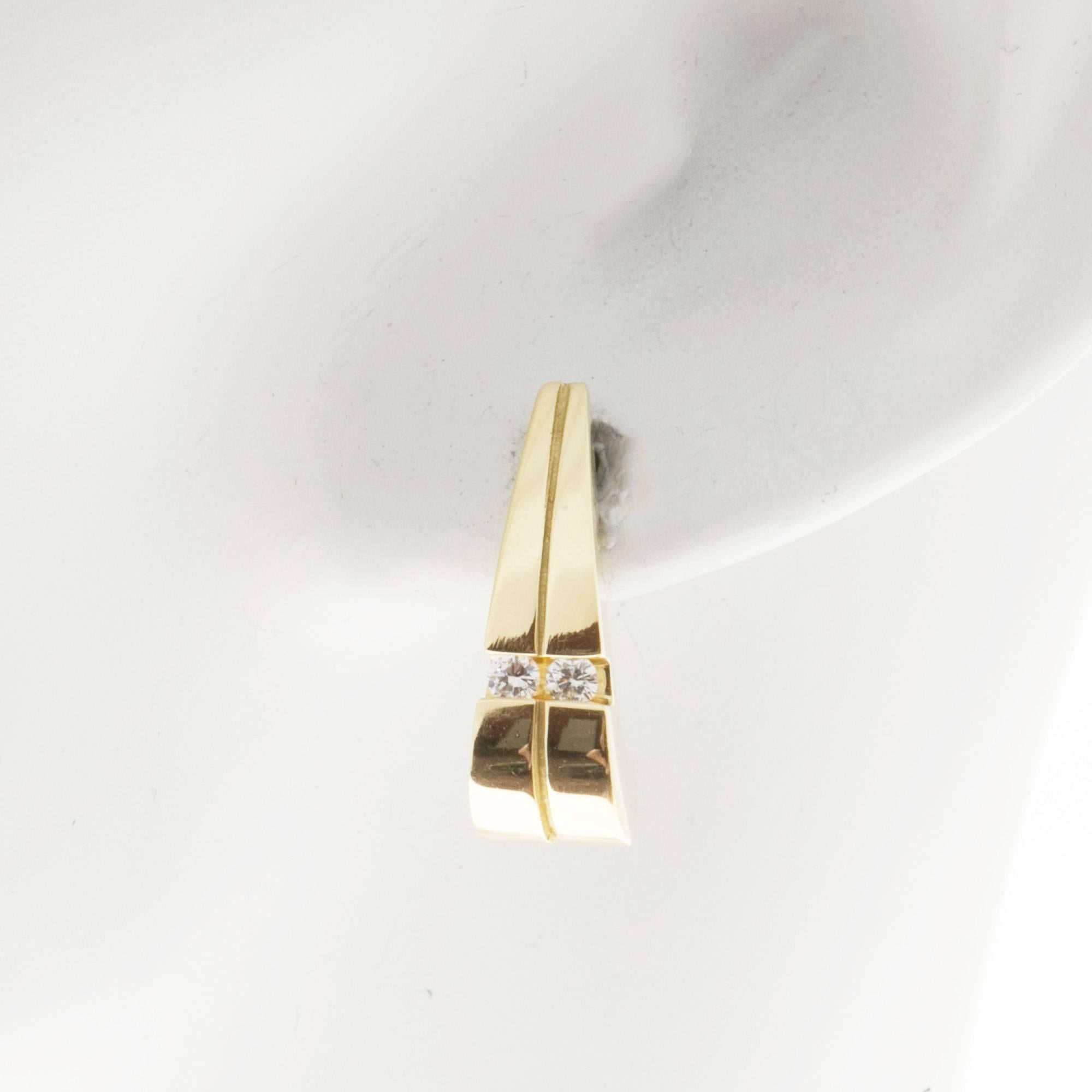 Women's John Atencio Diamond Gold Curved Hook Earrings
