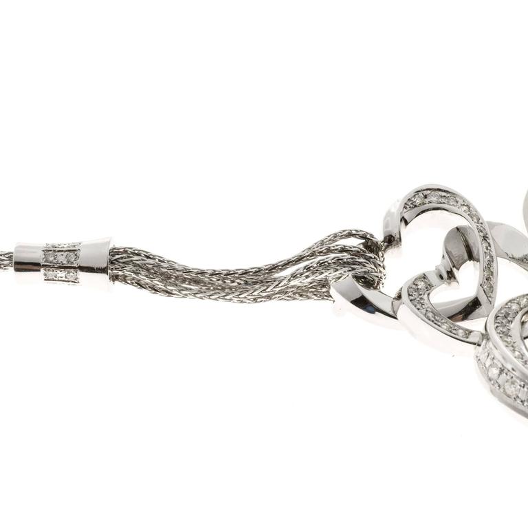 Diamond Gold Triple Heart Pendant Necklace For Sale at 1stDibs