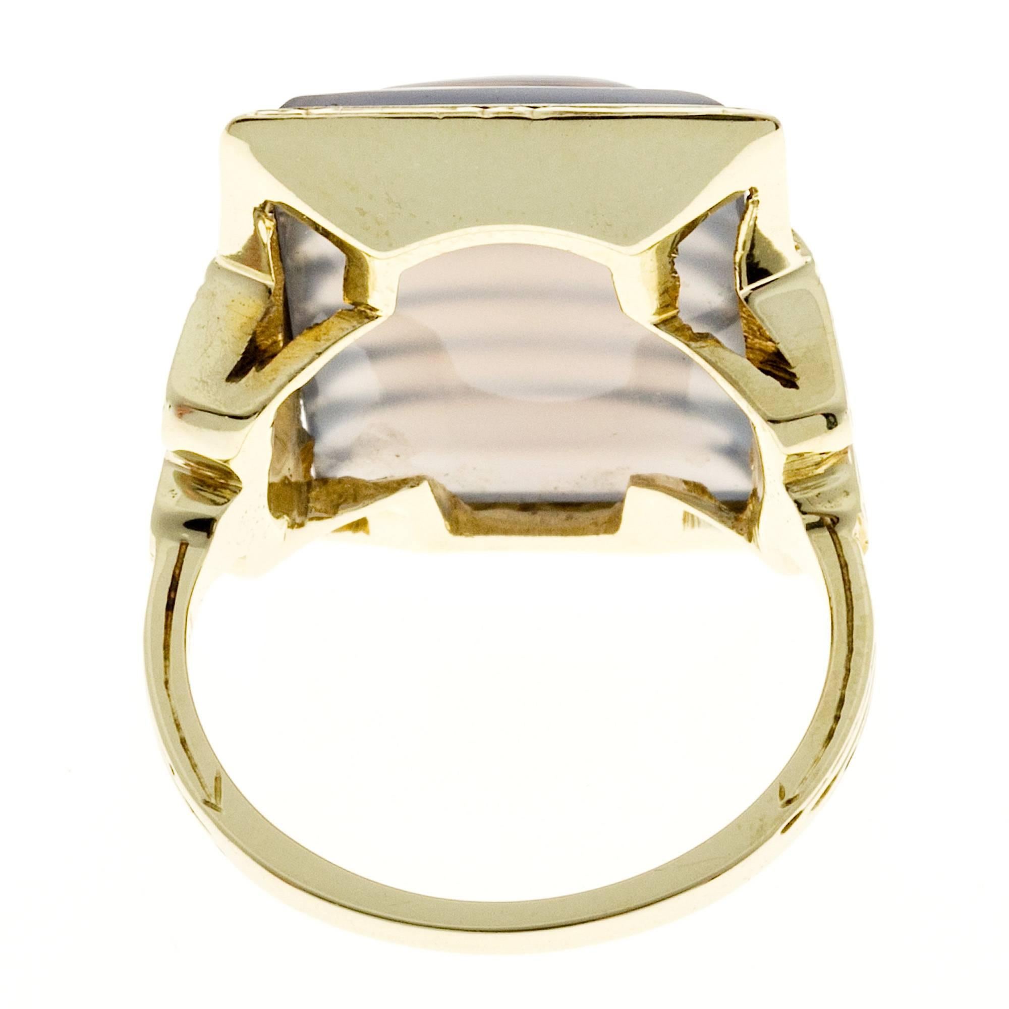Women's 1930s Natural Chalcedony Gold Ring