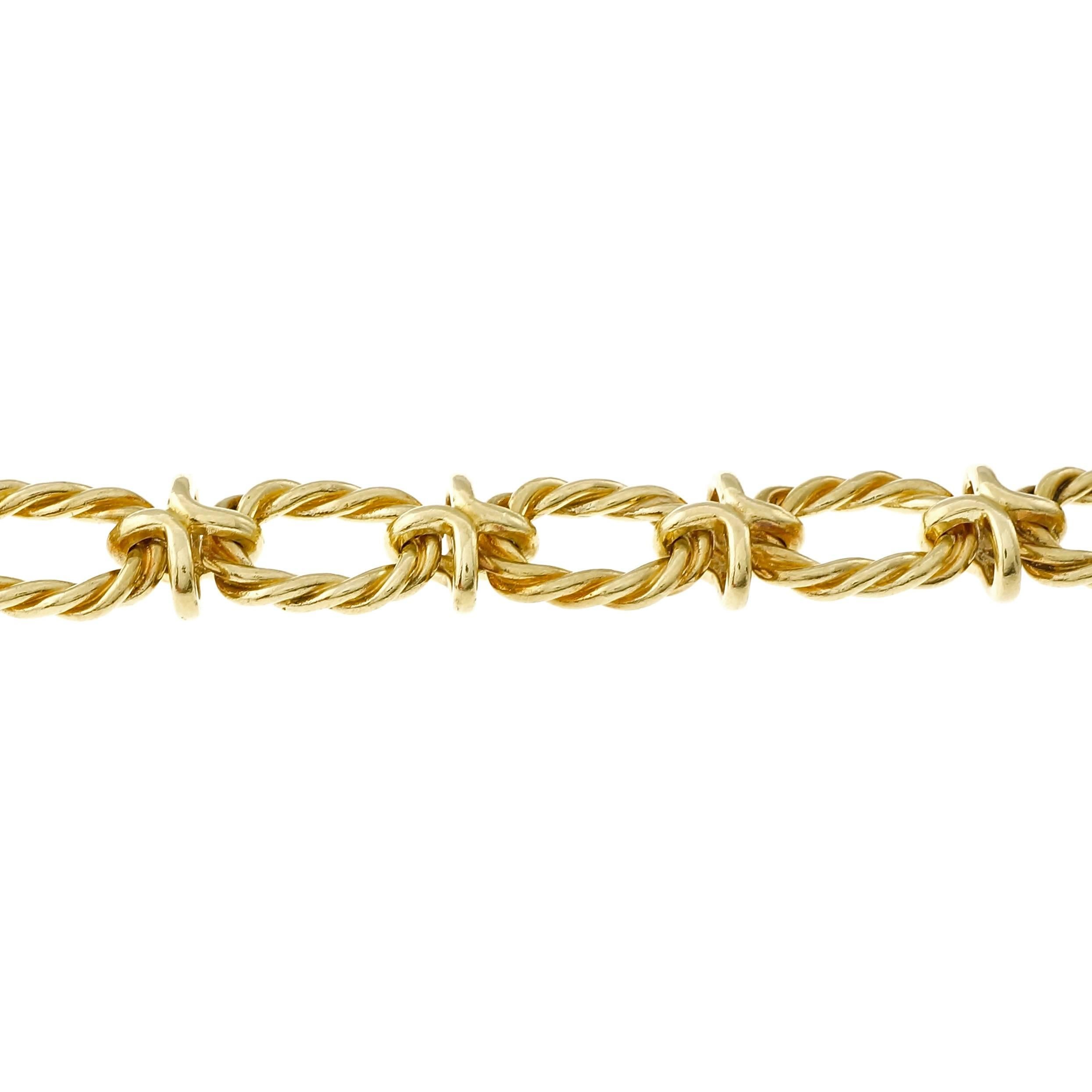 Women's Tiffany & Co. Oval Twisted Cable Link Gold Bracelet