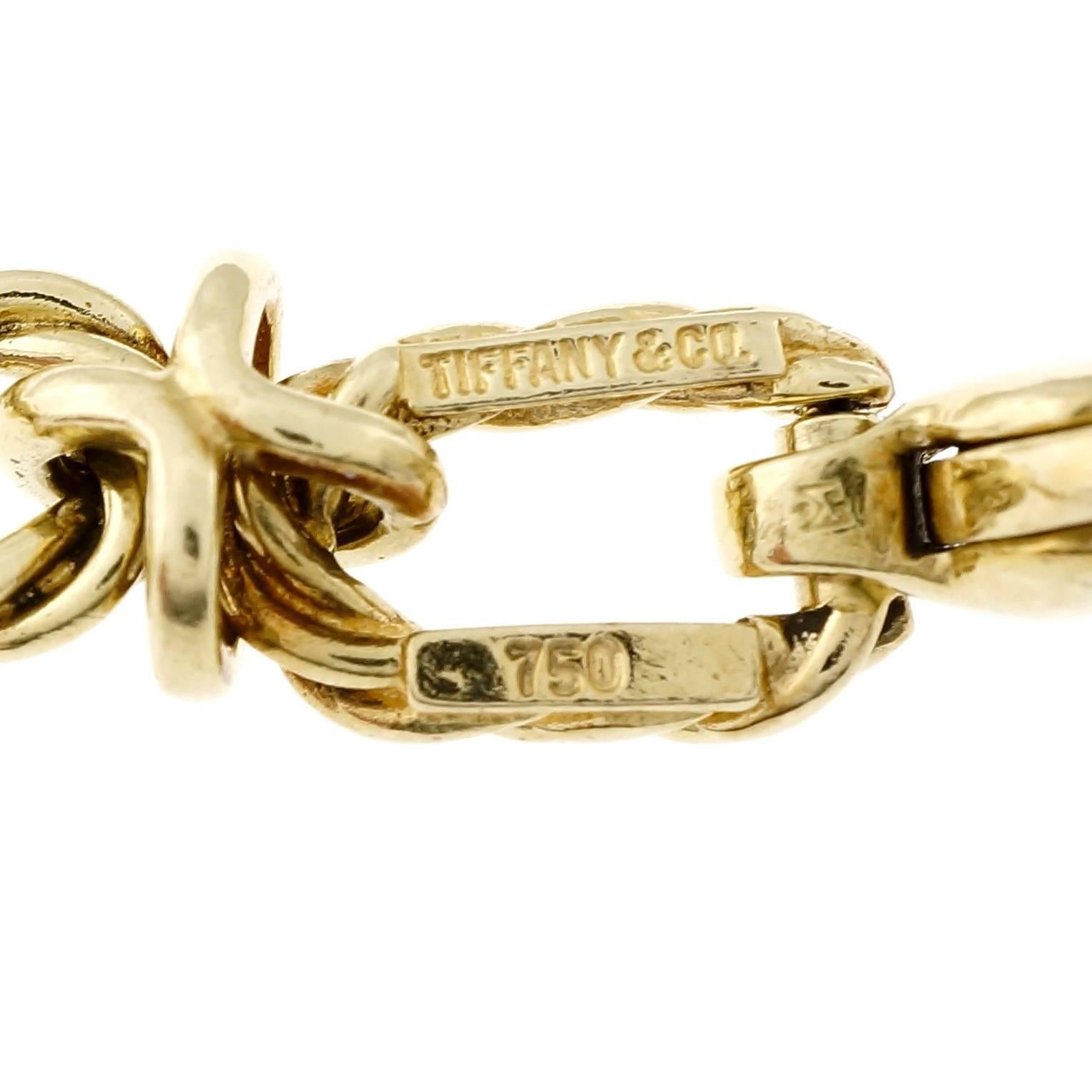 Tiffany & Co. Oval Twisted Cable Link Gold Bracelet In Good Condition In Stamford, CT