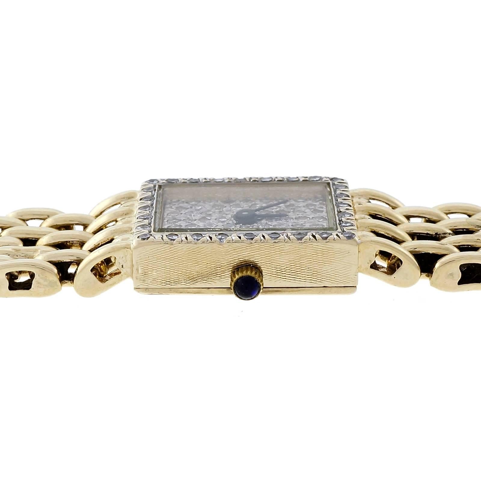 Cyma Lady's Gelbgold Diamant benutzerdefinierte Zifferblatt Quarz-Armbanduhr im Zustand „Gut“ in Stamford, CT