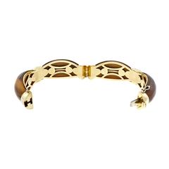 Van Cleef & Arpels Tiger Eye Gold Bangle Bracelet