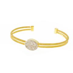 Isaac Reiss Diamond Gold Two Row Slip On Bangle Bracelet