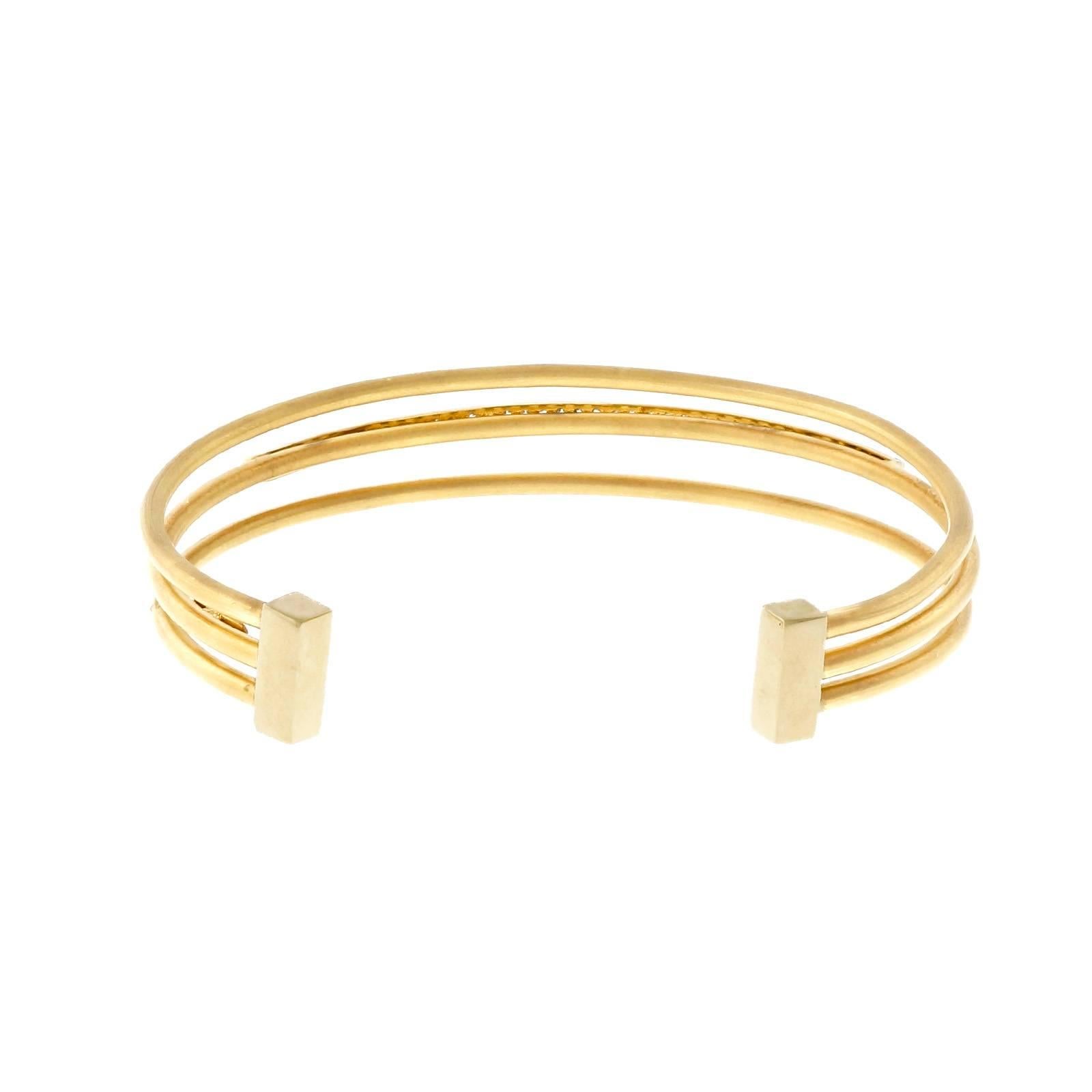 Women's Isaac Reiss Diamond Gold Slip On Bangle Bracelet 