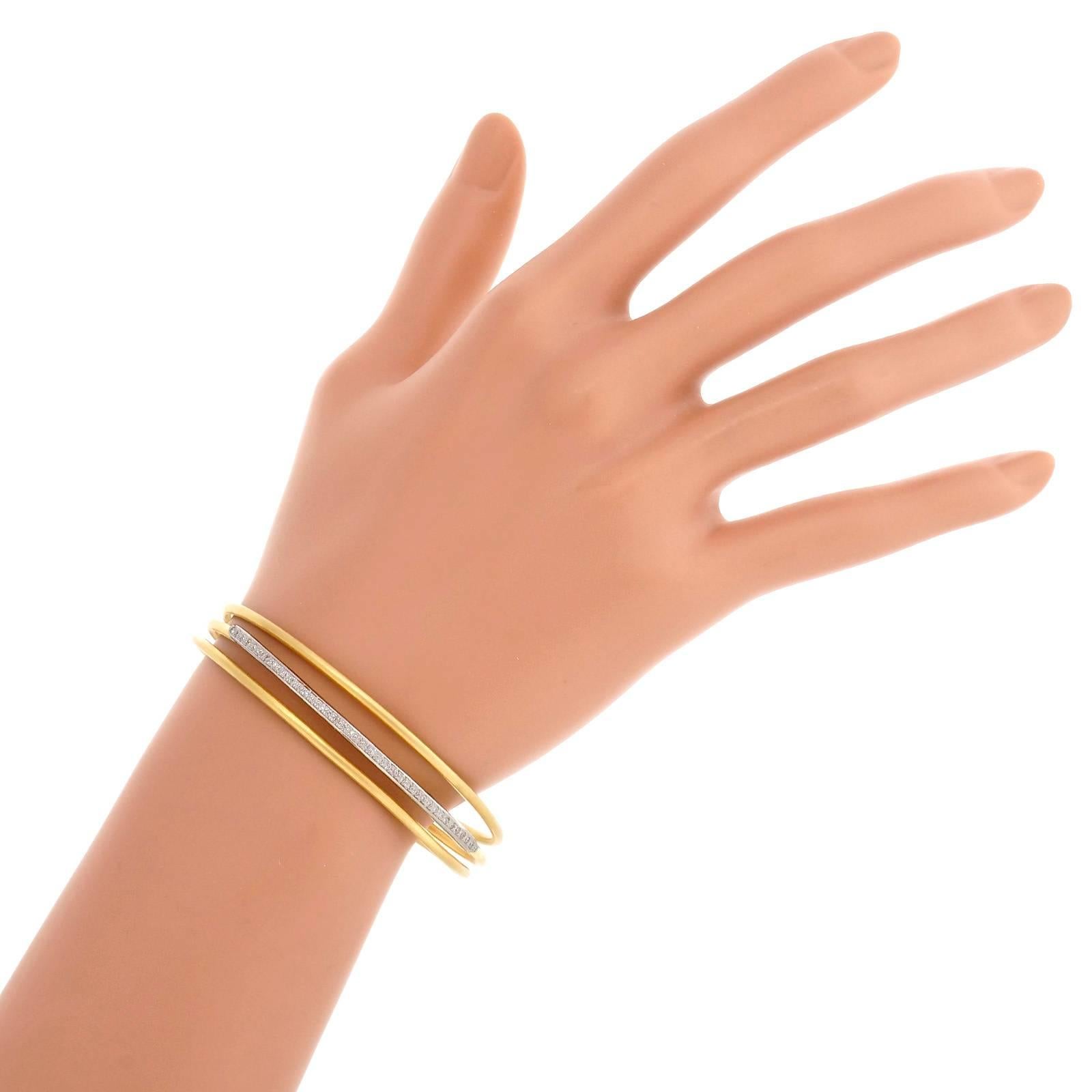 Isaac Reiss Diamond Gold Slip On Bangle Bracelet  1