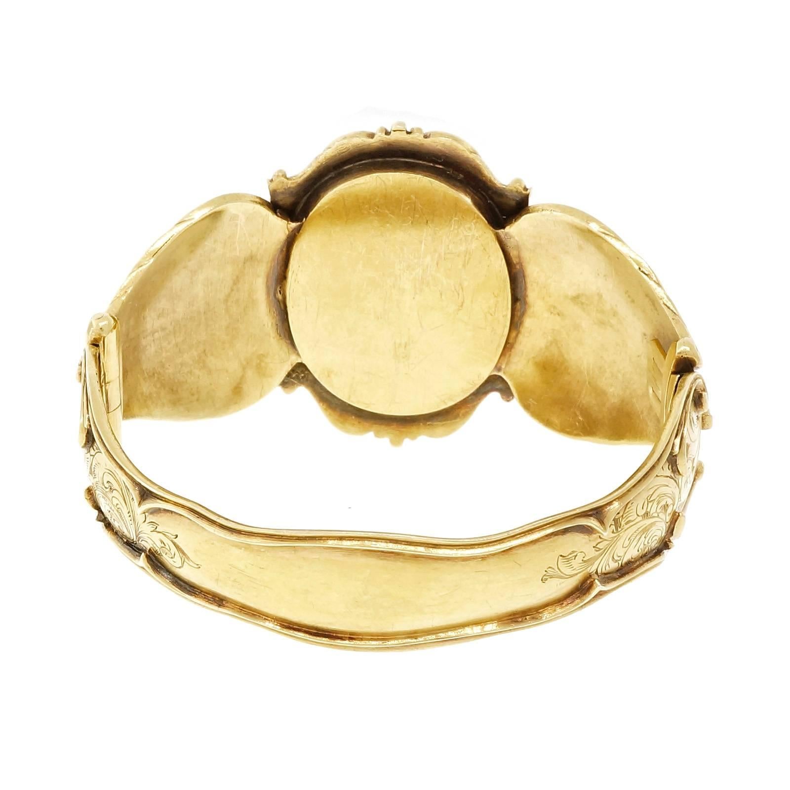 Bracelet jonc persan naturel en or et turquoise Pour femmes en vente