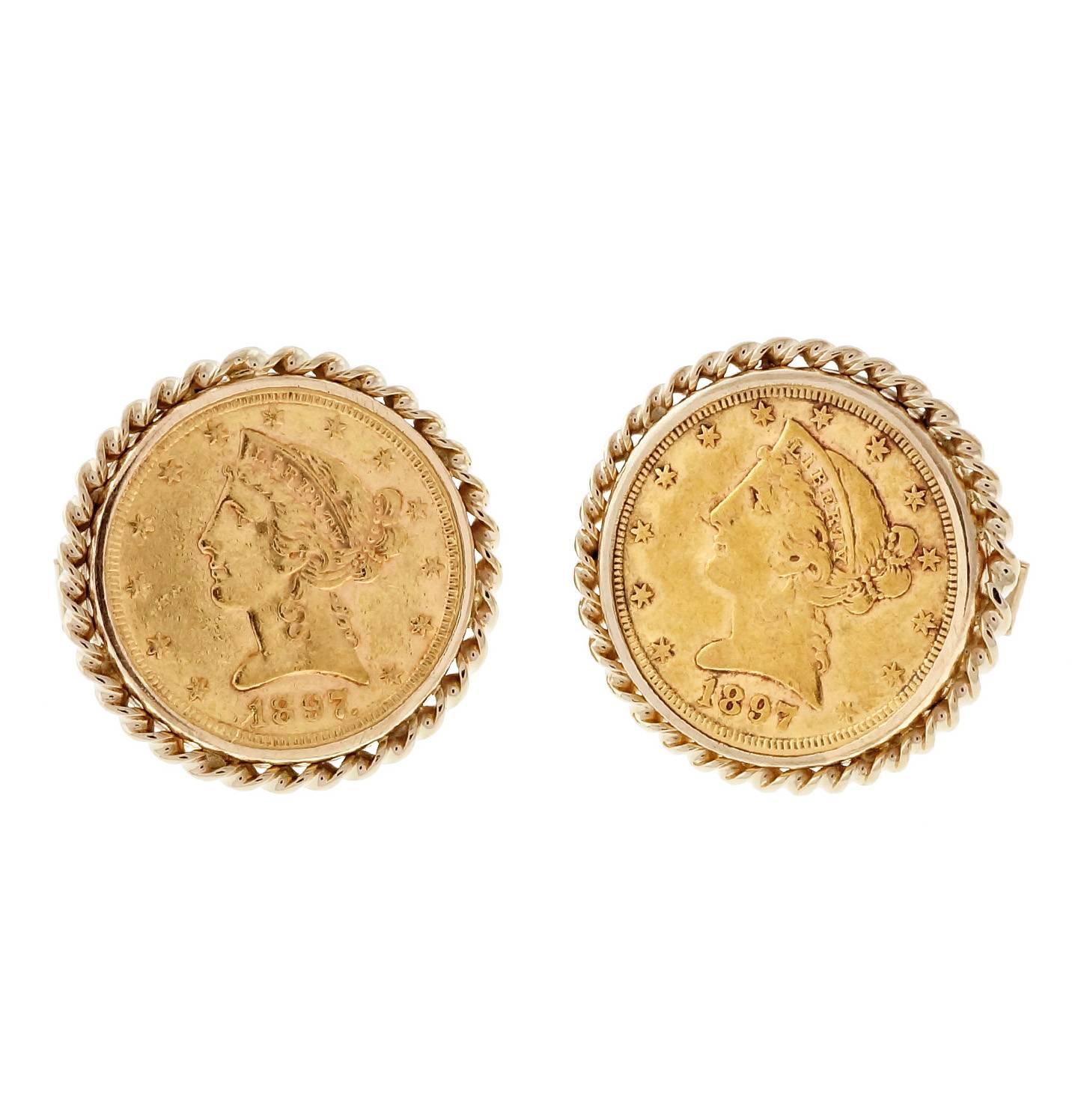US Gold Coin Liberty Head Cufflinks