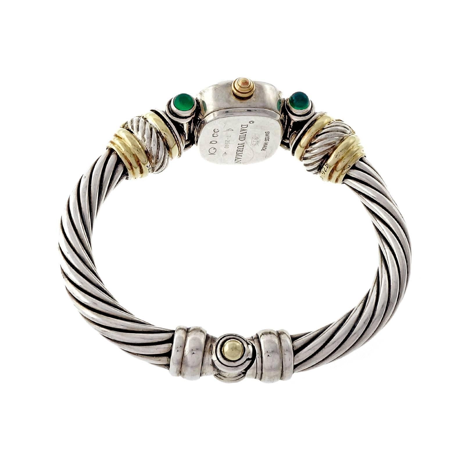 Taille ronde David Yurman Montre-bracelet à quartz câble en or jaune et argent en vente