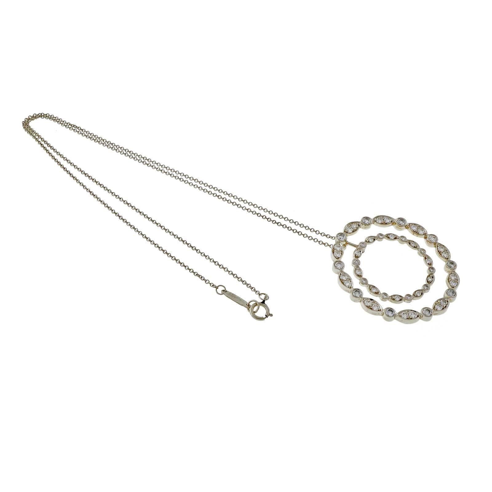 Tiffany & Co. Diamant Platin Swing Kreis Anhänger Halskette Damen