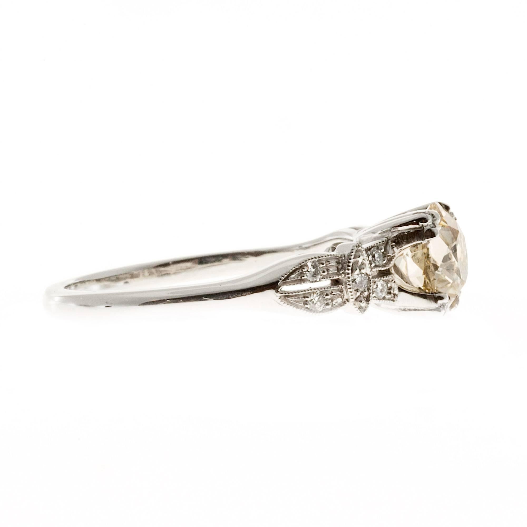 Women's Peter Suchy Natural Yellow Brown Diamond Platinum Engagement Ring