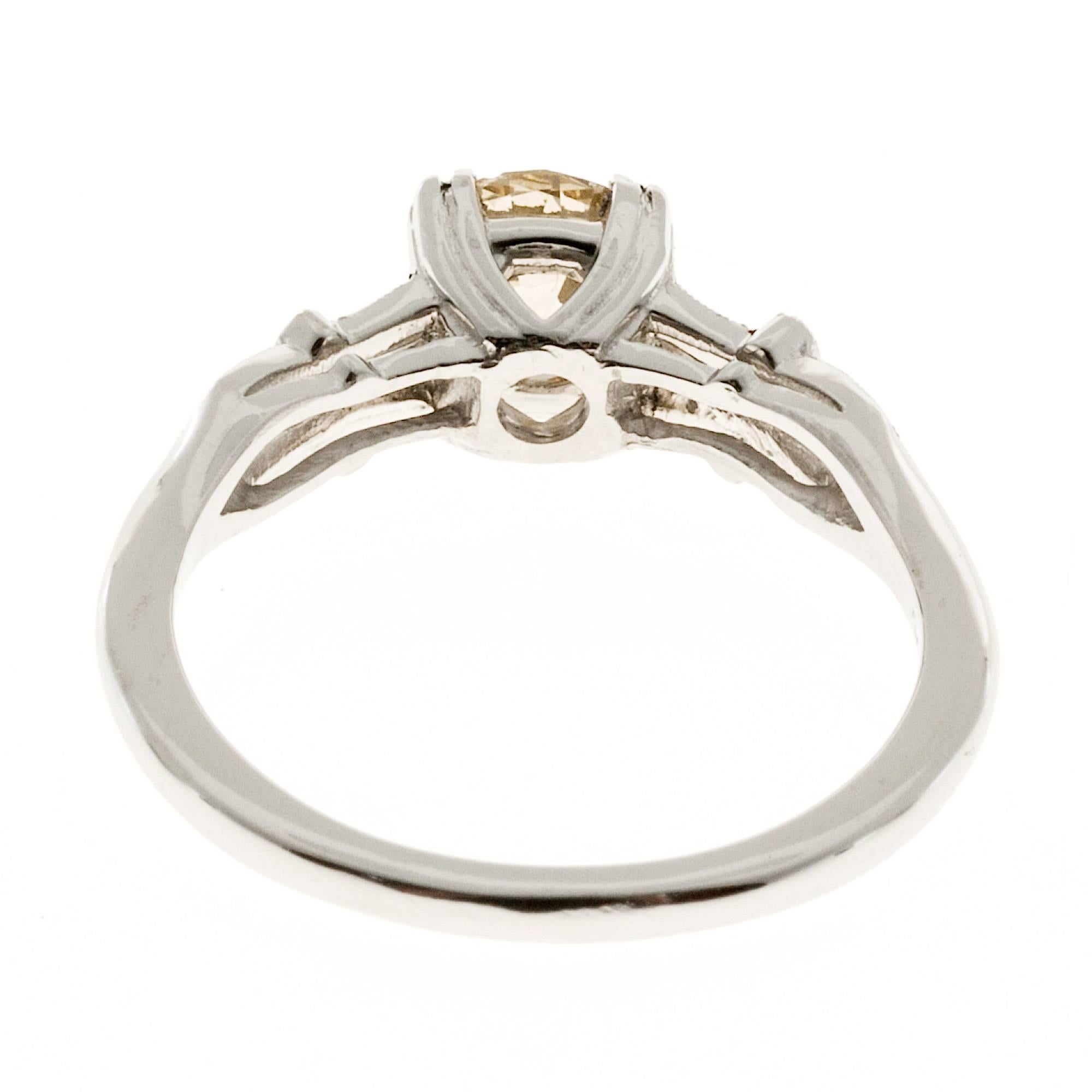 Peter Suchy Natural Yellow Brown Diamond Platinum Engagement Ring 1