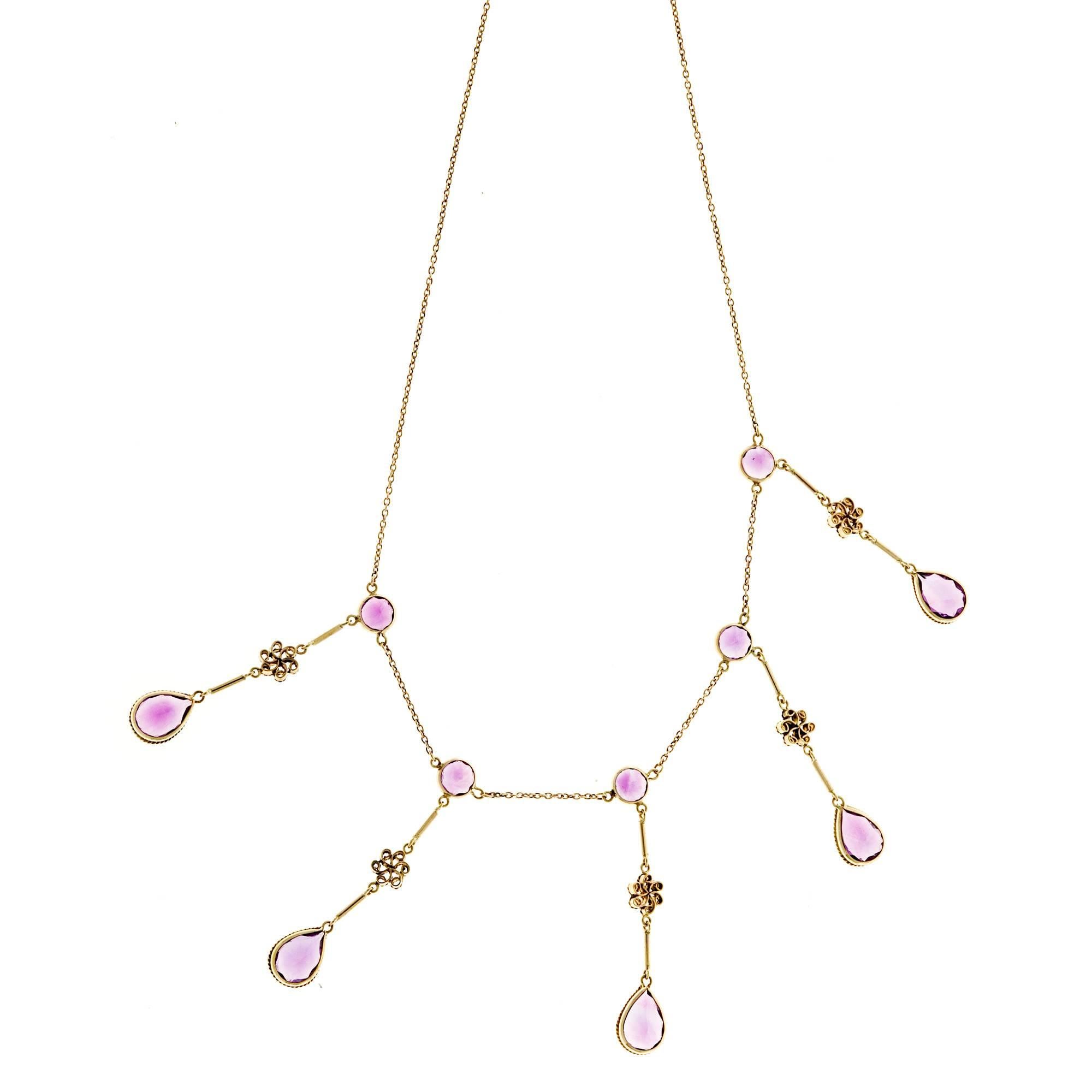 Women's Amethyst Gold Chandelier Necklace