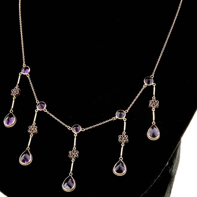 Amethyst Gold Chandelier Necklace at 1stdibs