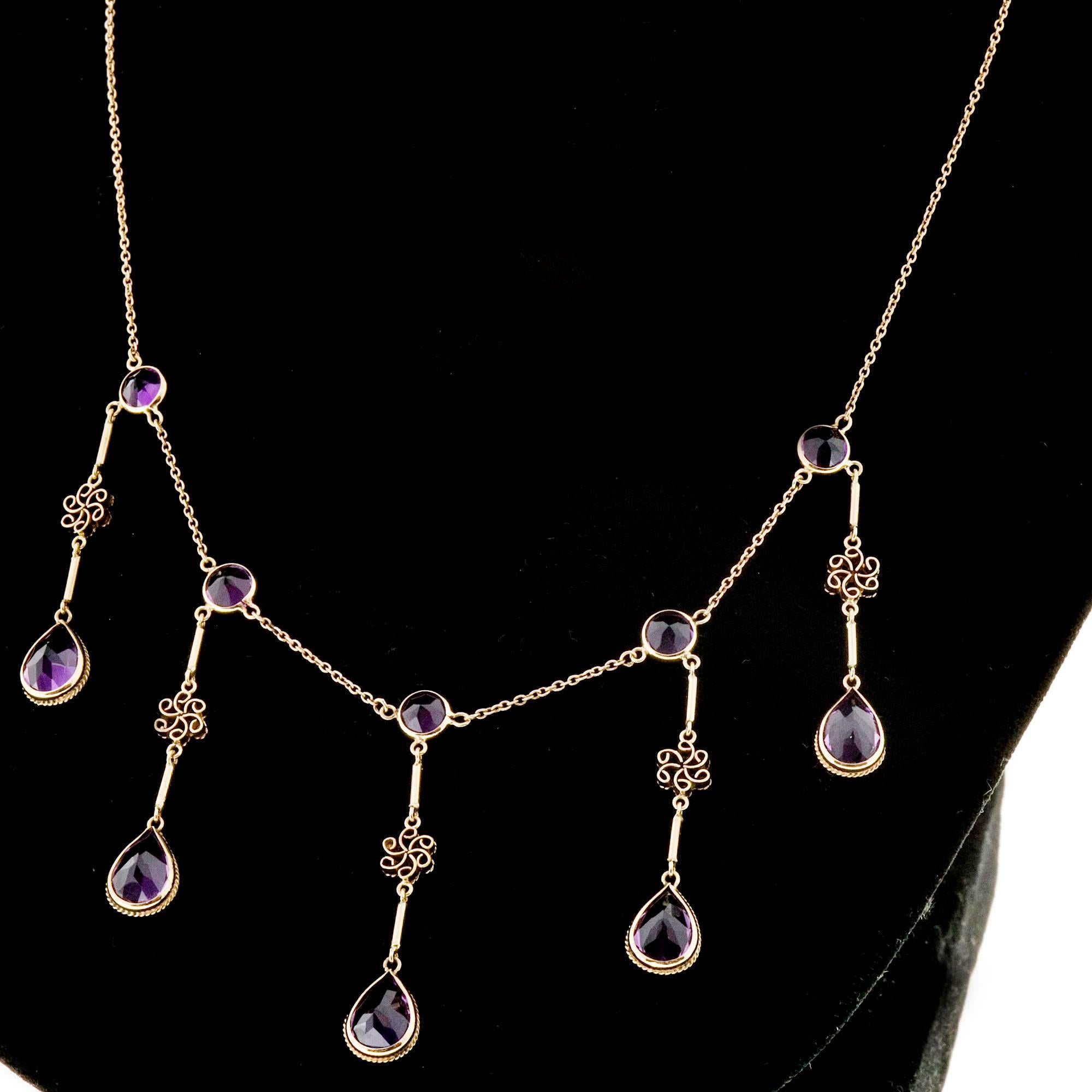 Amethyst Gold Chandelier Necklace 1