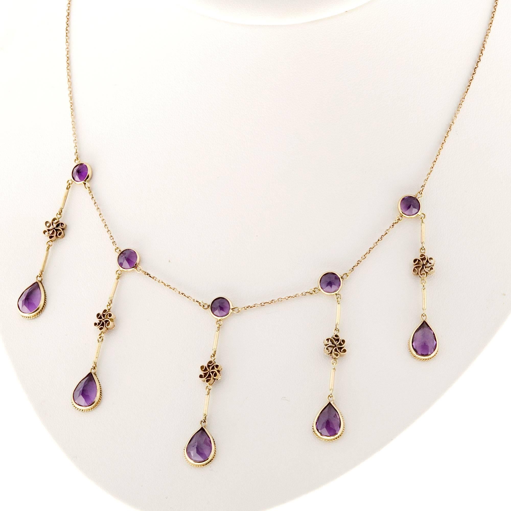 Amethyst Gold Chandelier Necklace 2
