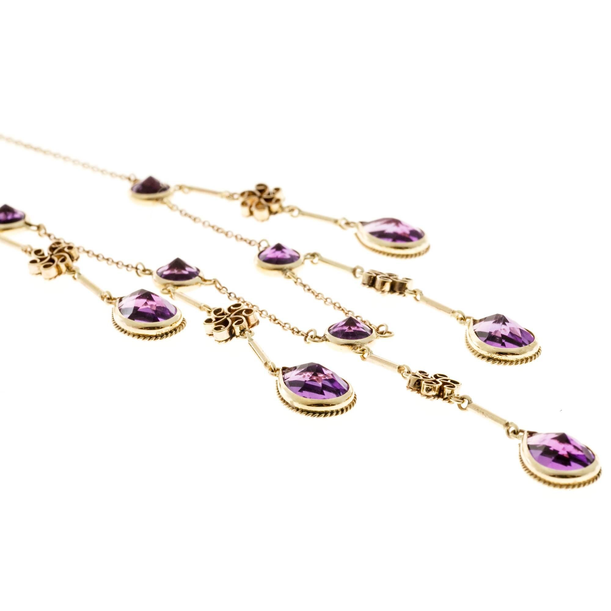 Amethyst Gold Chandelier Necklace 3
