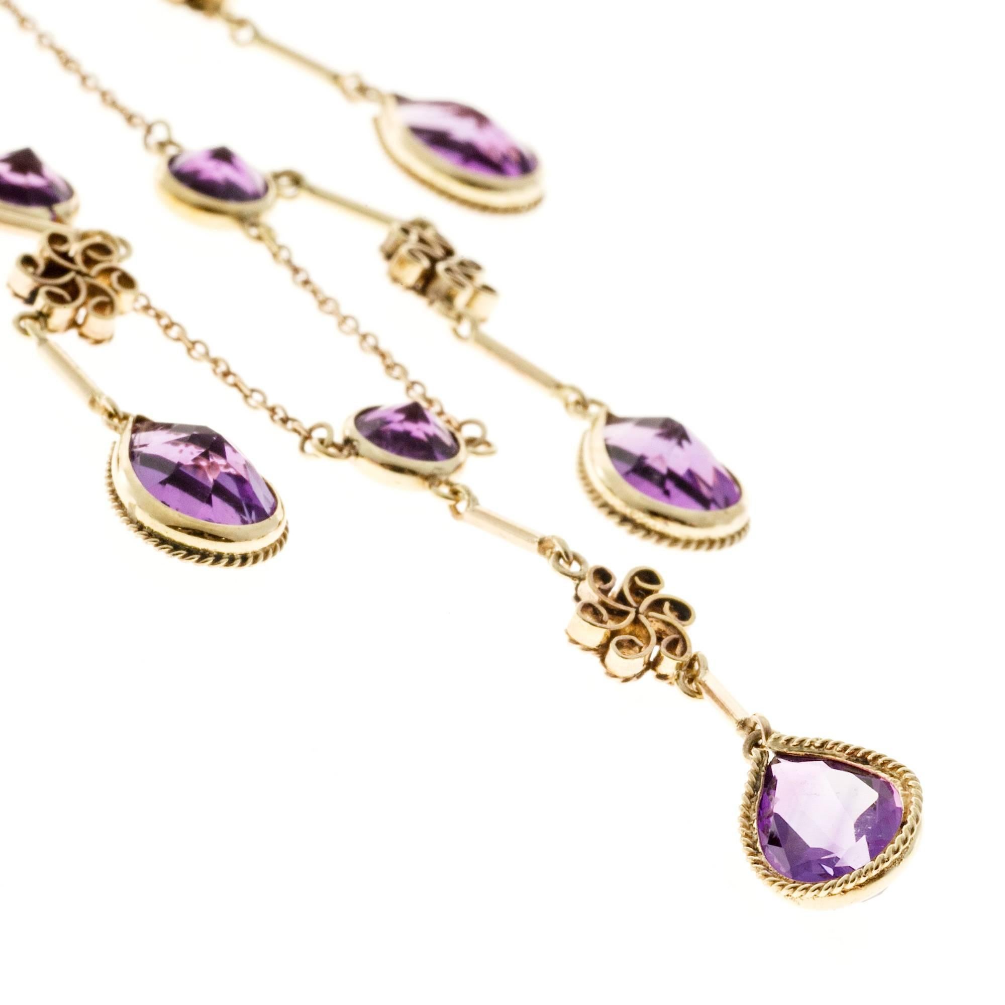 Amethyst Gold Chandelier Necklace 4