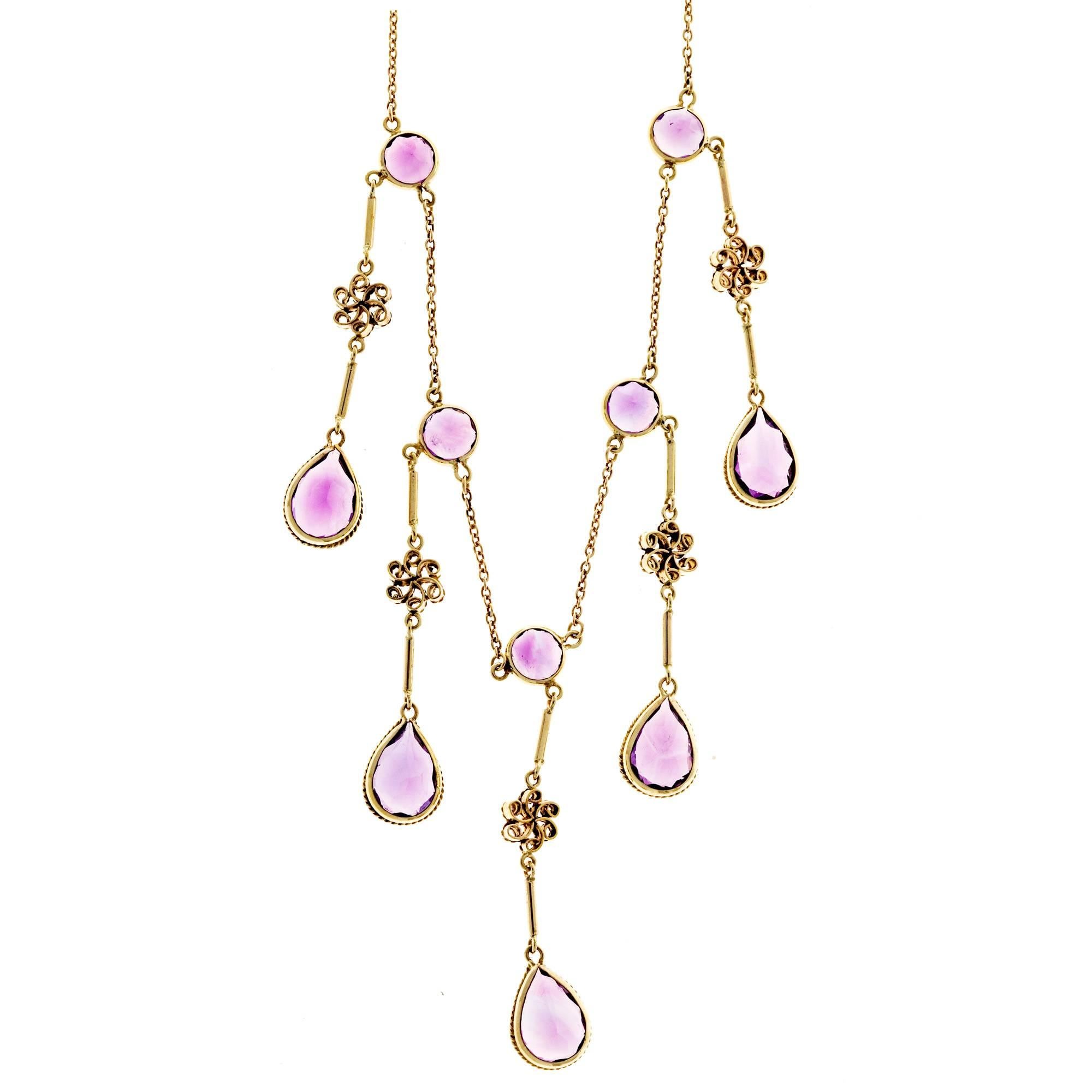 Amethyst Gold Chandelier Necklace 5