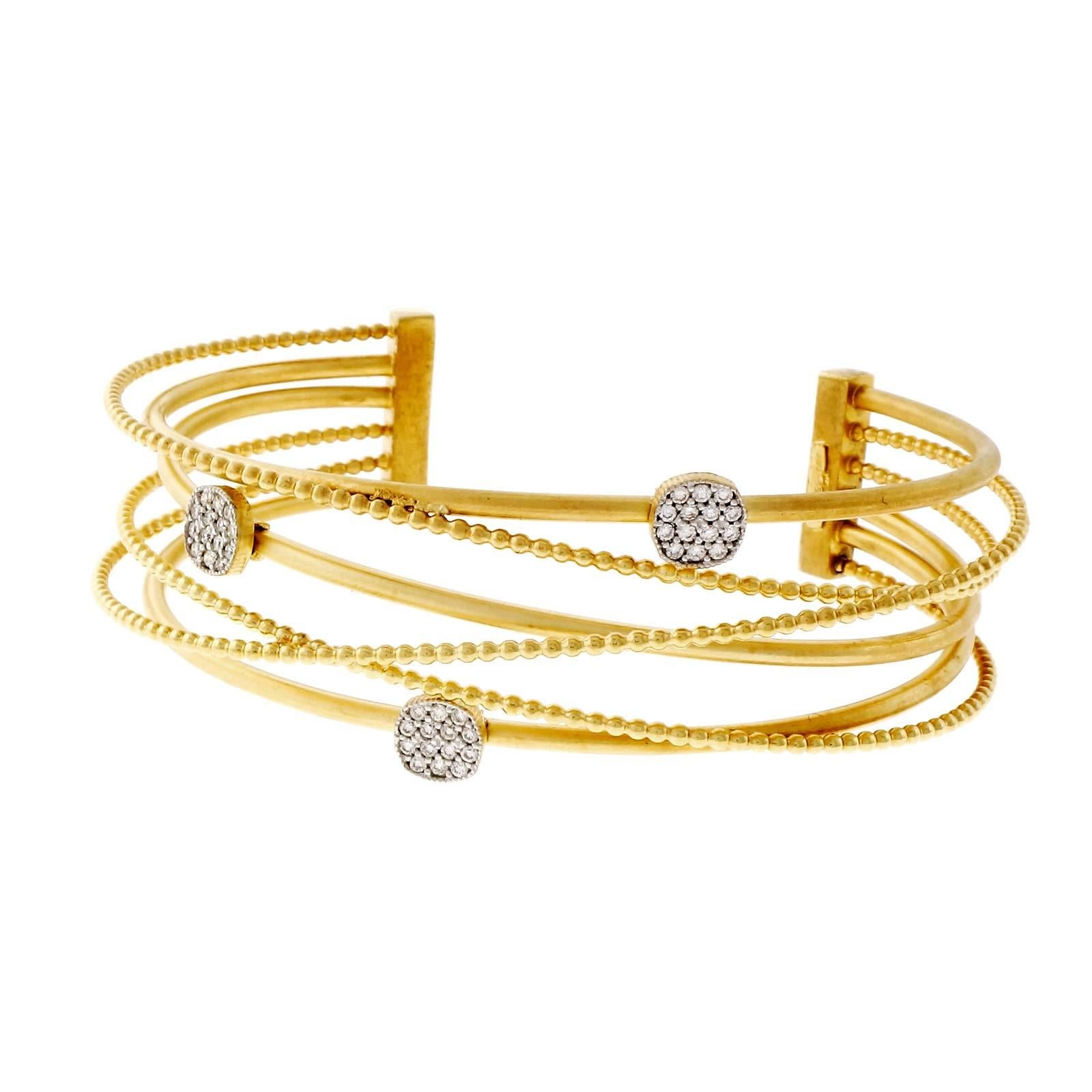 I. Reiss Diamond Gold Cuff Bracelet 