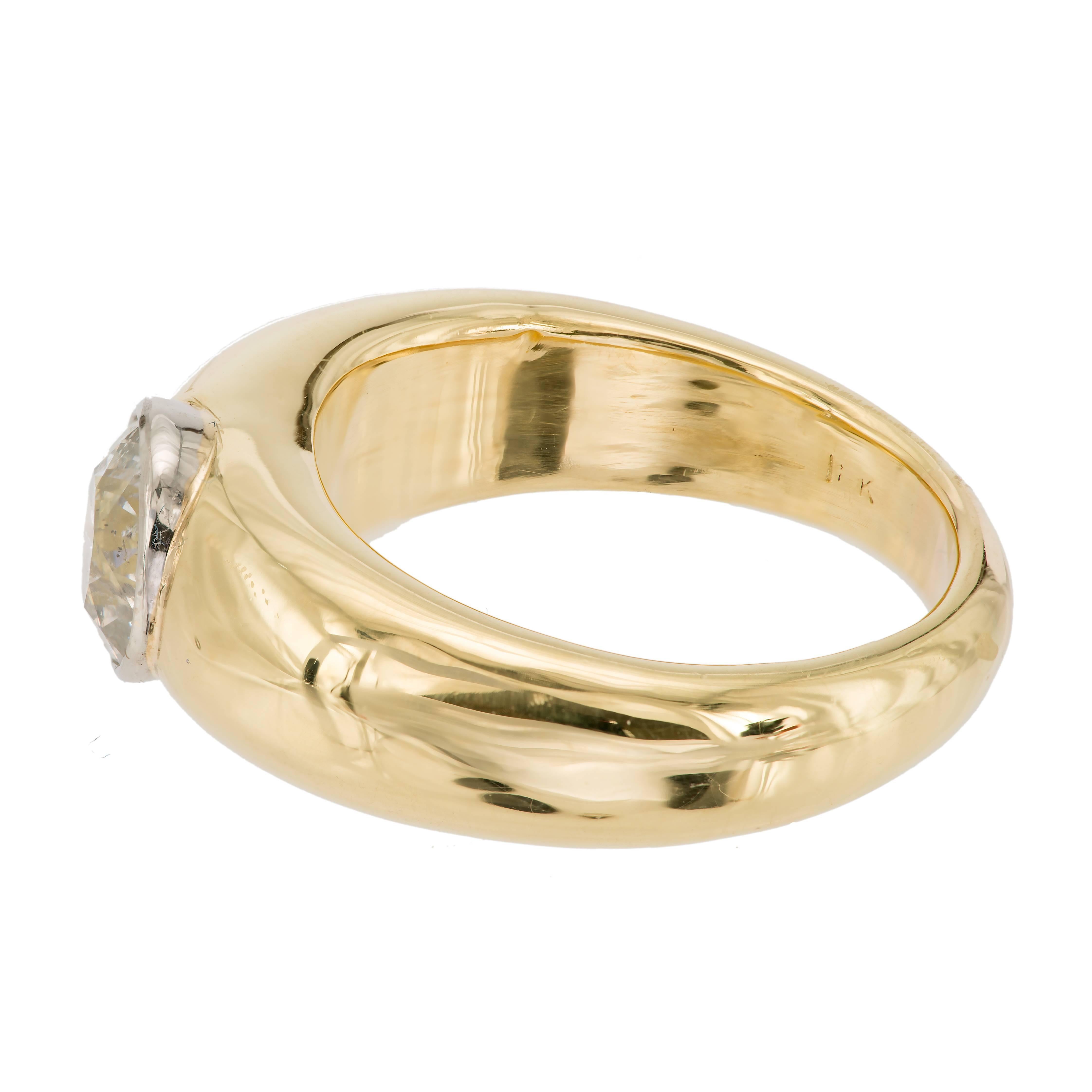 Herren Diamant Lünette Heavy Gold Platin Ring (Alteuropäischer Schliff)
