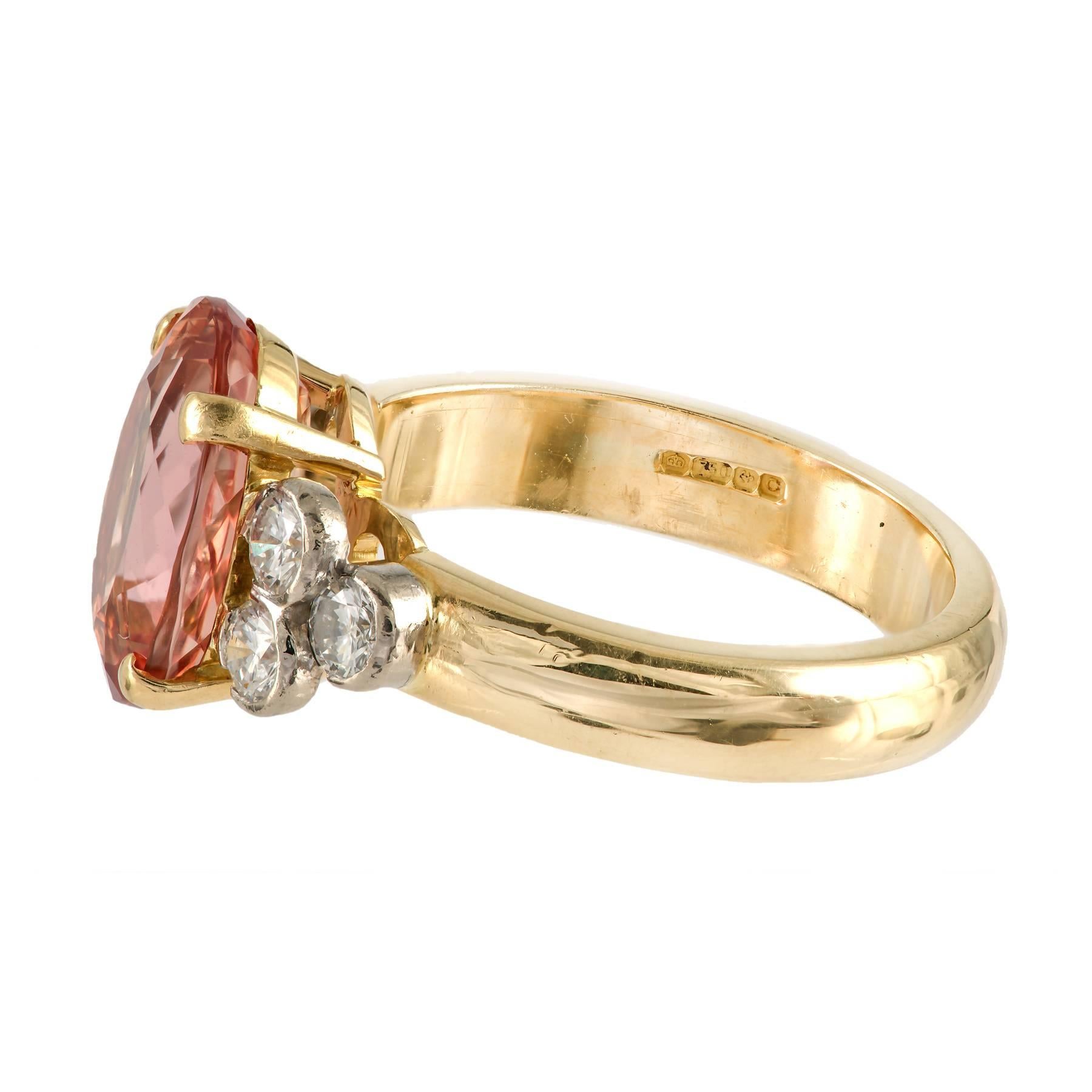 Women's 4.87 Carat Natural Pink Orange Precious Topaz Diamond Gold Ring