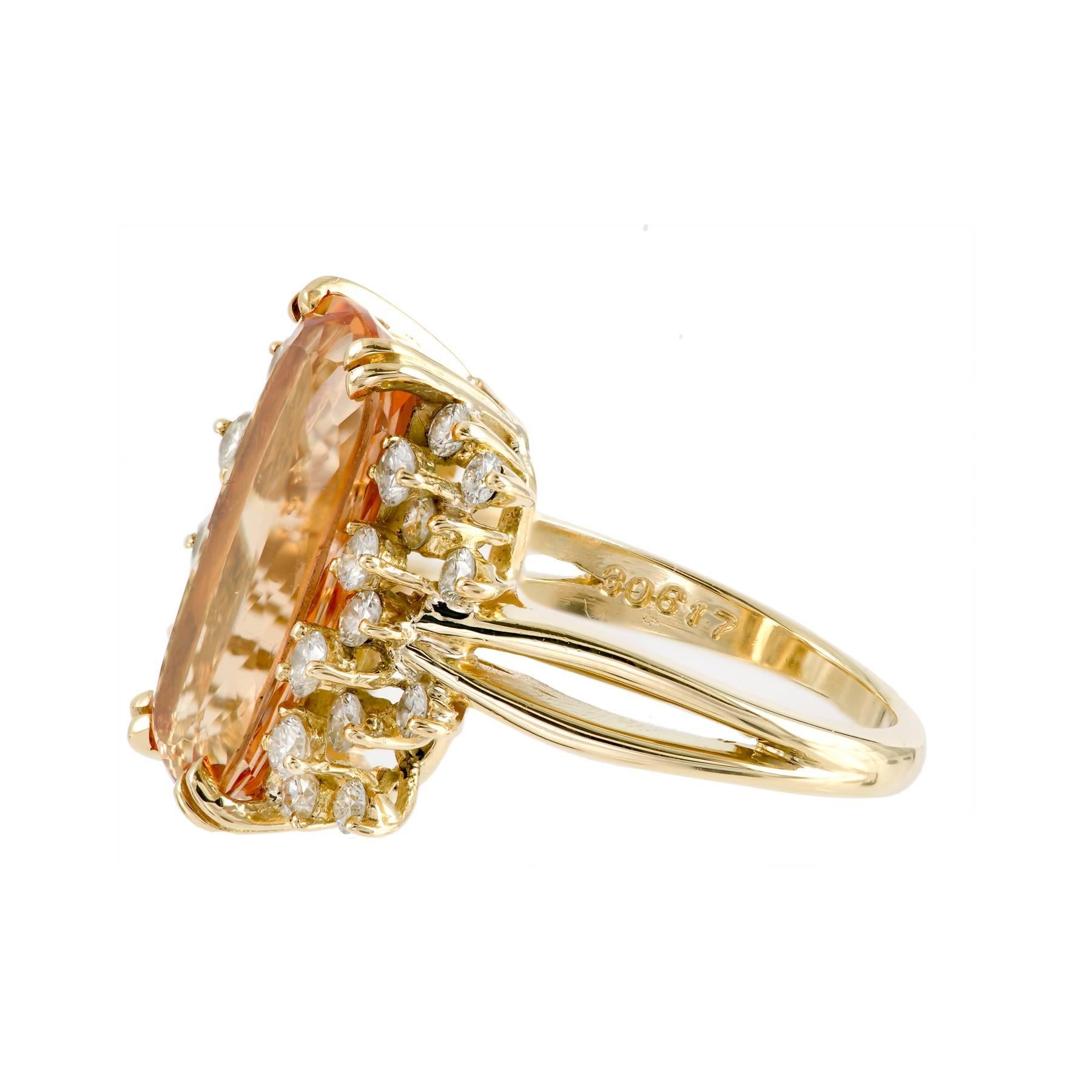 Natural Orange Precious Topaz Diamond Gold Ring In Good Condition In Stamford, CT
