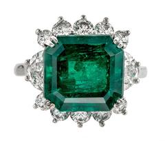 7.50 Carat Square Colombian Emerald Diamond Engagement Ring