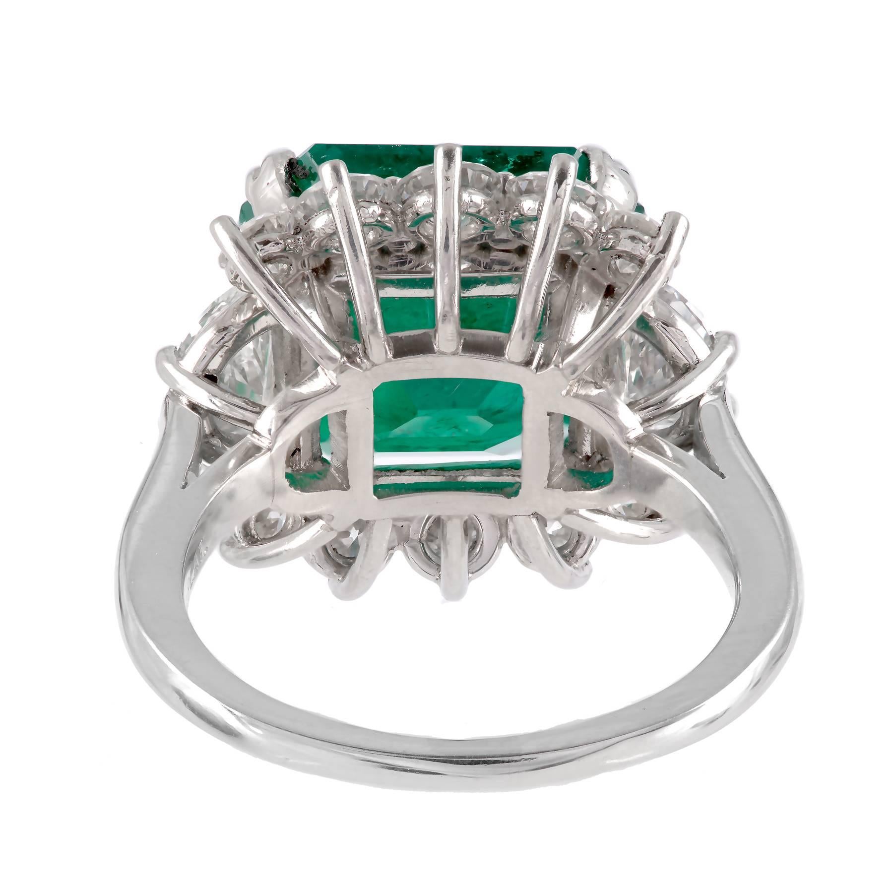 Women's 7.50 Carat Square Colombian Emerald Diamond Engagement Ring